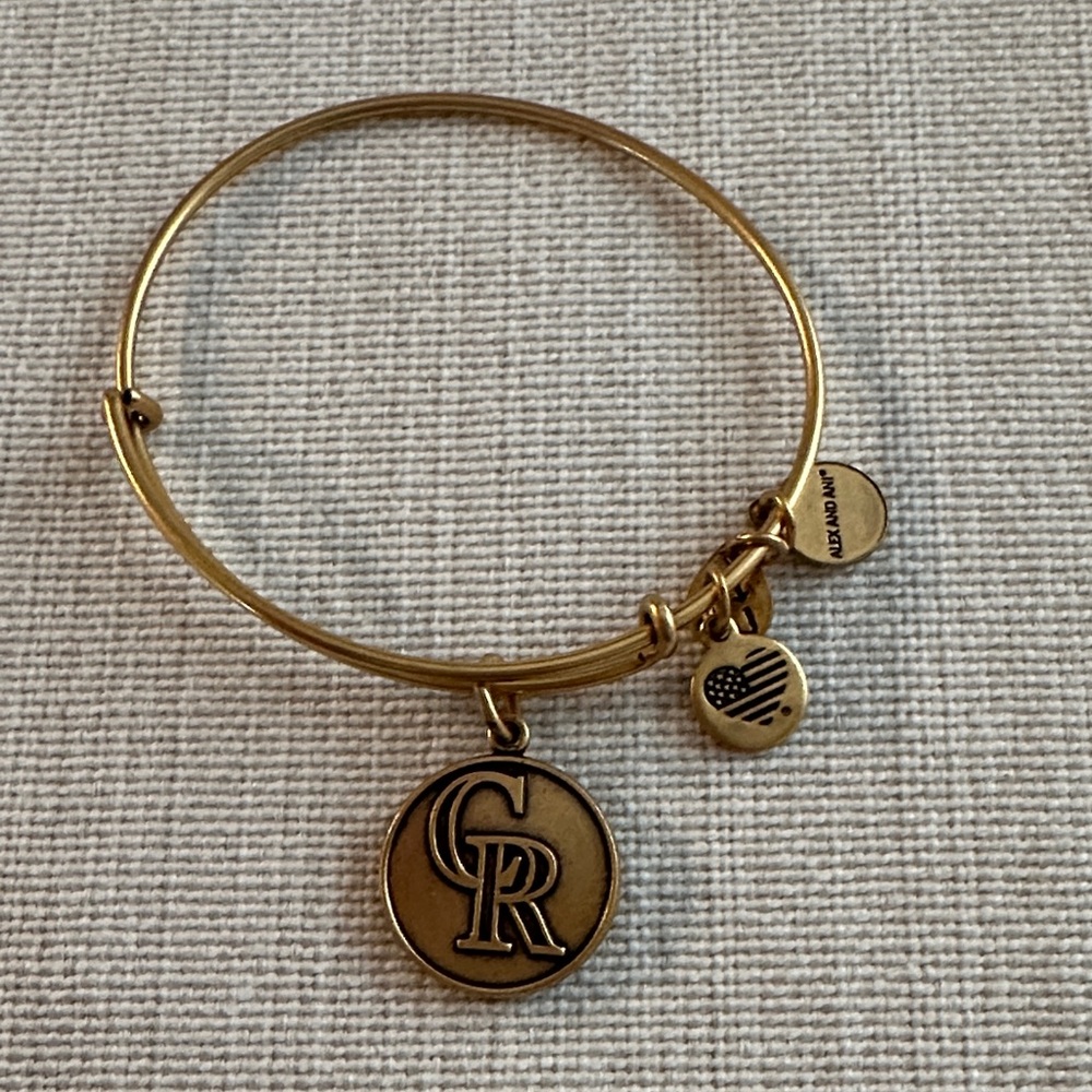 Alex & Ani Gold Charm Bangle Bracelet with Colorado Rockies charm